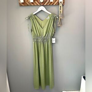 NWT Japna sage green polka dot midi dress Size Small